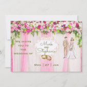 Elegant Bright Pink Floral Wedding Kaart (Voorkant)