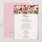 Elegant Bright Pink Floral Wedding Menu (Voorkant / Achterkant)
