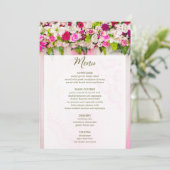 Elegant Bright Pink Floral Wedding Menu (Staand voorkant)