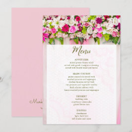 Elegant Bright Pink Floral Wedding Menu