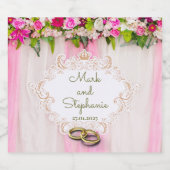 Elegant Bright Pink Floral Wedding Sparkling Wijnetiket (Enkel label)