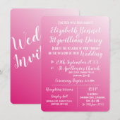 Elegant Bright Pink Wedding Uitnodiging (Voorkant / Achterkant)