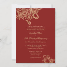 Elegant Bright Red Flourish Wedding Parents Names