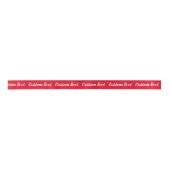 Elegant Bright Red met White Script Text Sjabloon Satijnen Lint (Voorkant)