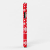 Elegant Bright Red Winter White Snowflake Patroon Case-Mate iPhone Case (Achterkant/rechts)