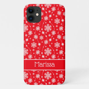 Elegant Bright Red Winter White Snowflake Patroon Case-Mate iPhone Case
