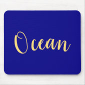 Elegant Bright Royal Blue Nautical "Ocean" Script Muismat (Voorkant)