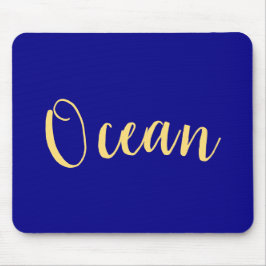 Elegant Bright Royal Blue Nautical "Ocean" Script Muismat