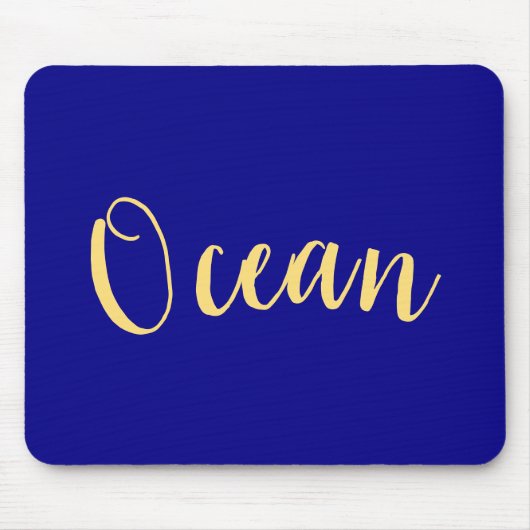 Elegant Bright Royal Blue Nautical "Ocean" Script Muismat (Voorkant)