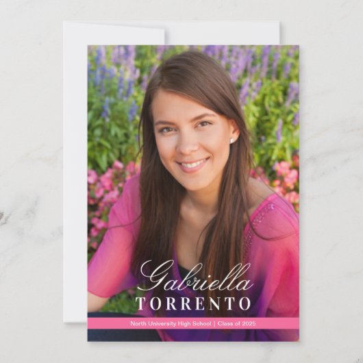 Elegant Bright Roze Aangepaste Fotogradatie Partij Kaart (Voorkant)