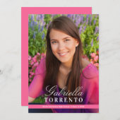 Elegant Bright Roze Aangepaste Fotogradatie Partij Kaart (Voorkant / Achterkant)