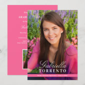 Elegant Bright Roze Aangepaste Fotogradatie Partij Kaart (Voorkant / Achterkant)