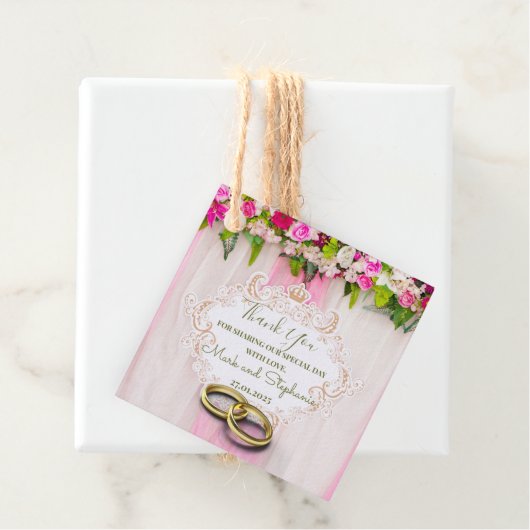 Elegant Bright Roze Floral Bedankjes Labels (In situ)