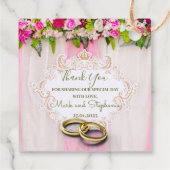 Elegant Bright Roze Floral Bedankjes Labels (Achterkant)