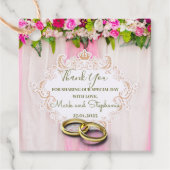 Elegant Bright Roze Floral Bedankjes Labels (Voorkant)