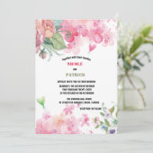 Elegant Bright Roze Waterverf Floral Wedding Kaart (Staand voorkant)