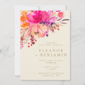 Elegant Bright Roze Waterverf Floral Wedding Kaart (Voorkant)