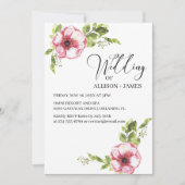 Elegant Bright Roze Waterverf Floral Wedding Kaart (Voorkant)