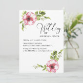 Elegant Bright Roze Waterverf Floral Wedding Kaart (Staand voorkant)
