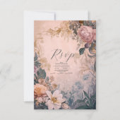 Elegant Bright Roze Waterverf Floral Wedding RSVP Kaartje (Voorkant)