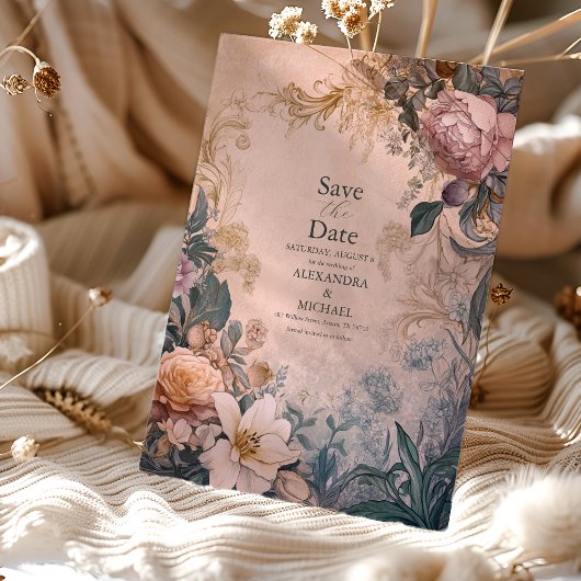 Elegant Bright Roze Waterverf Floral Wedding Save The Date