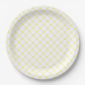 Elegant Bright Yellow Trellis Pattern Papieren Bordje (Voorkant)