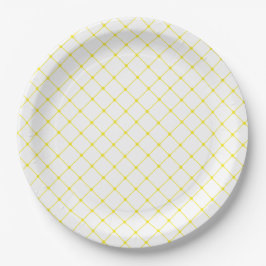 Elegant Bright Yellow Trellis Pattern Papieren Bordje