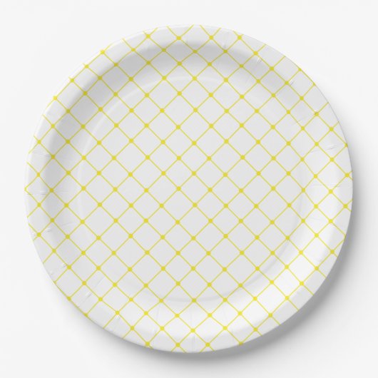 Elegant Bright Yellow Trellis Pattern Papieren Bordje (Voorkant)