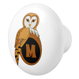 Elegant British Barn Owl Monogram Keramische Knop