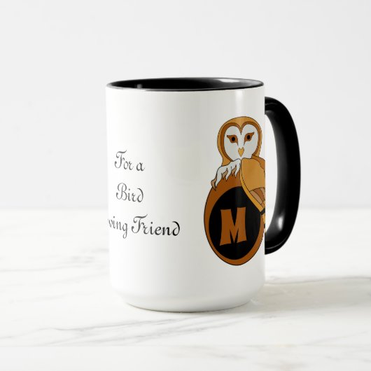 Elegant British Barn Owl Monogram Mok (Voorkant rechts)