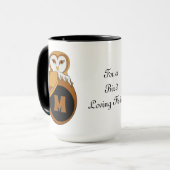 Elegant British Barn Owl Monogram Mok (Voorkant links)