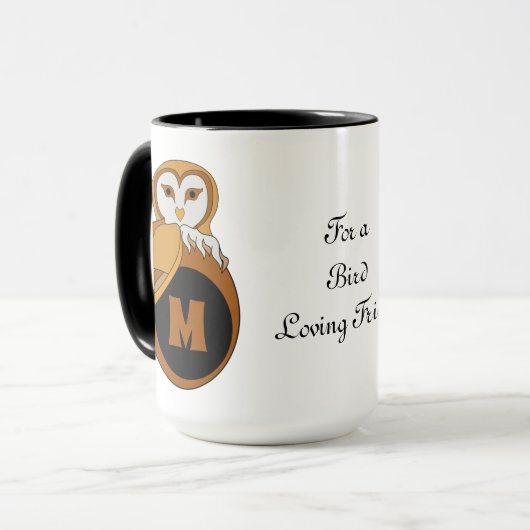 Elegant British Barn Owl Monogram Mok (Voorkant links)