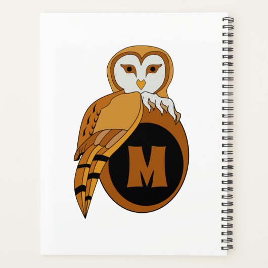 Elegant British Barn Owl Monogram Planner (Achterkant)