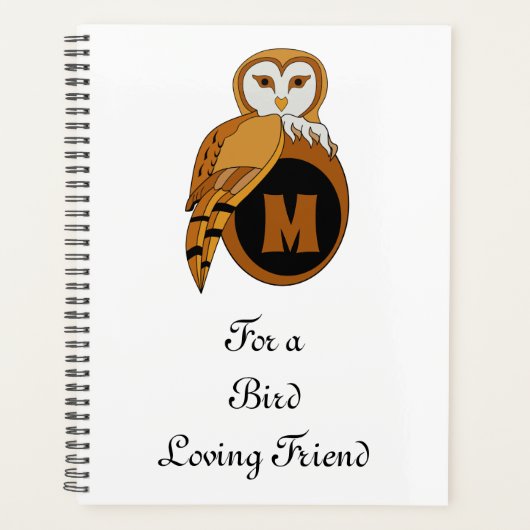 Elegant British Barn Owl Monogram Planner (Voorkant)