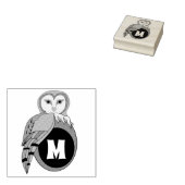 Elegant British Barn Owl Monogram Rubberstempel (Gestempeld)