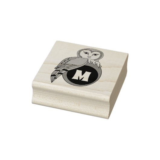 Elegant British Barn Owl Monogram Rubberstempel (Stempel)