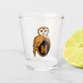Elegant British Barn Owl Monogram Shot Glas