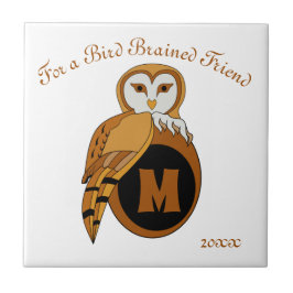 Elegant British Barn Owl Monogram Tegeltje