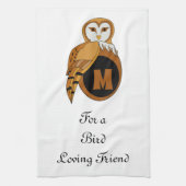 Elegant British Barn Owl Monogram Theedoek (Verticaal)