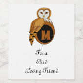 Elegant British Barn Owl Monogram Wijn Etiket (Enkel label)