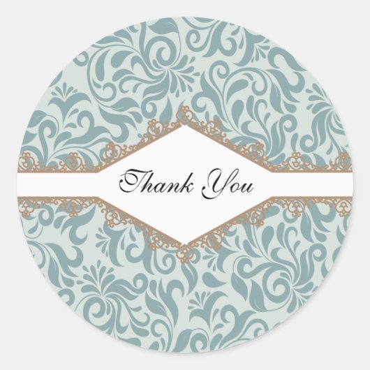 Elegant Brocade Flourish Lace Green Bedankt Ronde Sticker (Voorkant)