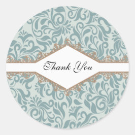 Elegant Brocade Flourish Lace Green Bedankt Ronde Sticker