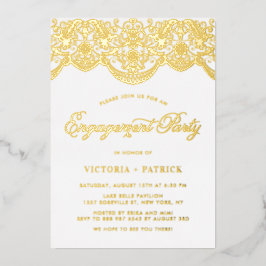 Elegant Brocade Lace Photo Engagement Party Folie Uitnodiging