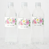 elegant, bronbloemen roze bloem waterfles etiket (Flessen)