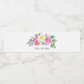 elegant, bronbloemen roze bloem waterfles etiket (Enkel label)