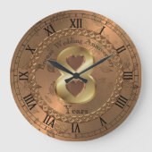 Elegant Brons 8e Jubileum cadeau idee Grote Klok (Voorkant)