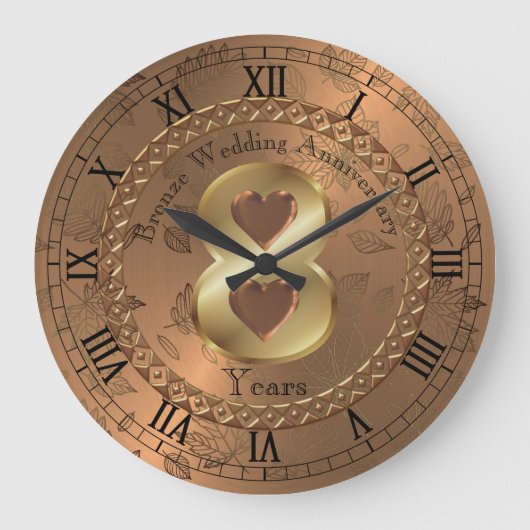 Elegant Brons 8e Jubileum cadeau idee Grote Klok (Voorkant)