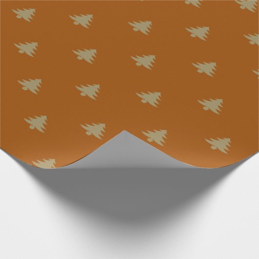 Elegant brons bruin kerstbomen cadeaupapier (Hoek)