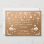 Elegant brons Chinees Nieuwjaarsdiner Kaart (Voorkant)