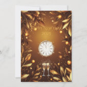 Elegant brons en goud oudejaarsavond middernacht kaart (Voorkant)